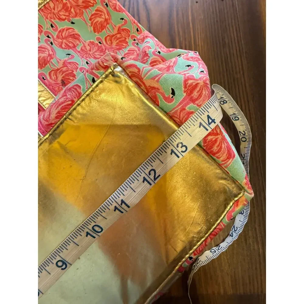 RARE VTG Lily Pulitzer All Over Flamingo Print Coated Tote Bag